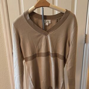 LOFT V-Neck Sweater in Beige